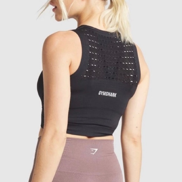Gymshark Energy+ Seamless Crop Top - Black - Picture 1 of 6